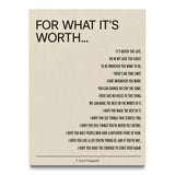 For What It's Worth