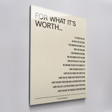 For What It's Worth