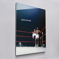 Against All Odds boxing wall art in acrylic glass, angled view