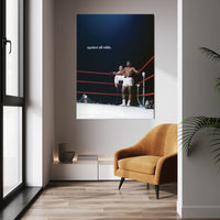 Against All Odds wall art above a mustard chair in a bright modern room