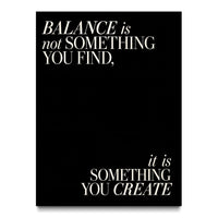 Balance quote wall art on canvas, front view