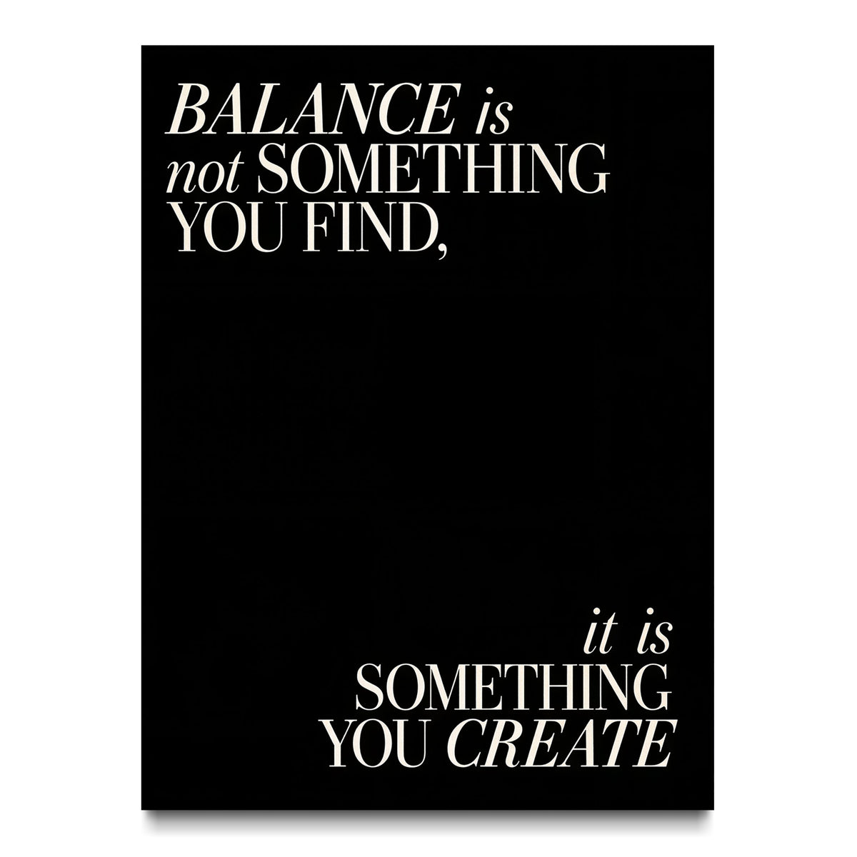 Balance quote wall art on canvas, front view