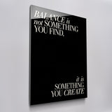 Balance quote wall art in acrylic glass, angled view