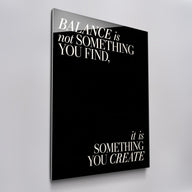 Balance quote wall art in acrylic glass, angled view