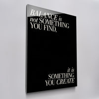 Balance quote wall art in acrylic glass, angled view