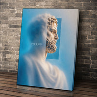 Clarity Within wall art leaning against a brick wall