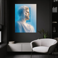 Clarity Within wall art above a white chair in a dark room