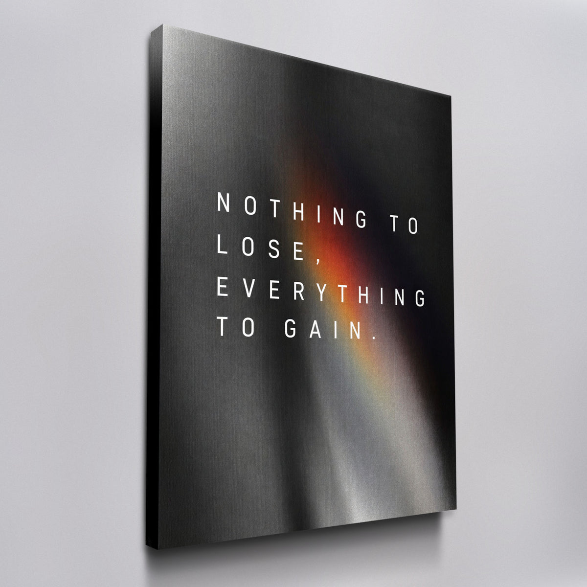Everything To Gain motivational wall art canvas, angled view