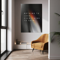 Everything To Gain motivational wall art above a mustard chair in a bright modern room