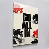 Go All In acrylic glass wall art, angled view