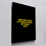 Habits Over Goals canvas wall art, angled view