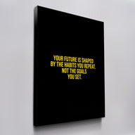 Habits Over Goals canvas wall art, angled view