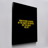 Habits Over Goals canvas wall art, angled view
