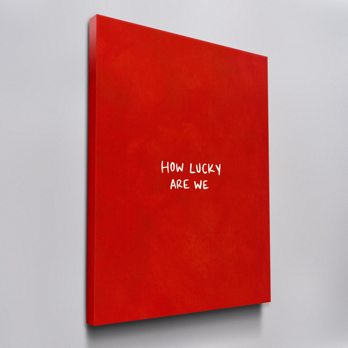 How Lucky Are We canvas wall art, angled view