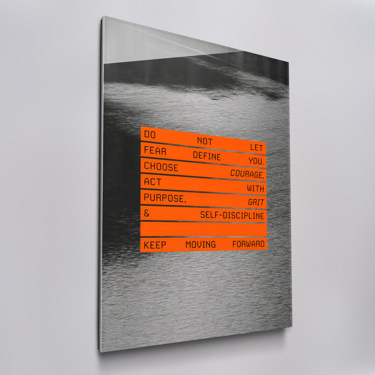 Keep Moving Forward acrylic glass wall art, angled view