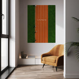 Let The Work Talk wall art above a mustard chair in a bright room