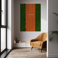 Let The Work Talk wall art above a mustard chair in a bright room