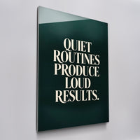Loud Results acrylic glass wall art, angled view