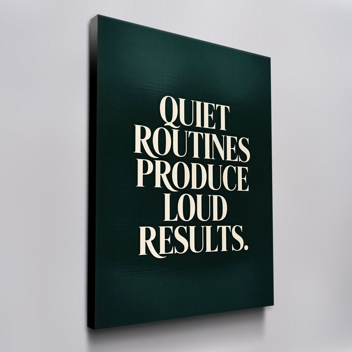 Loud Results canvas wall art, angled view