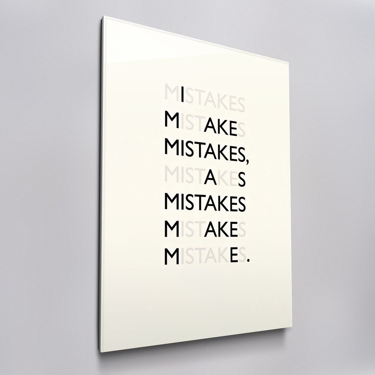 Mistakes acrylic glass wall art, angled view