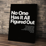 No One Has It All Figured Out wall art leaning against a brick wall