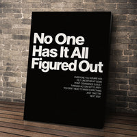 No One Has It All Figured Out wall art leaning against a brick wall