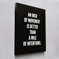One Inch Forward motivational wall art on canvas, angled view