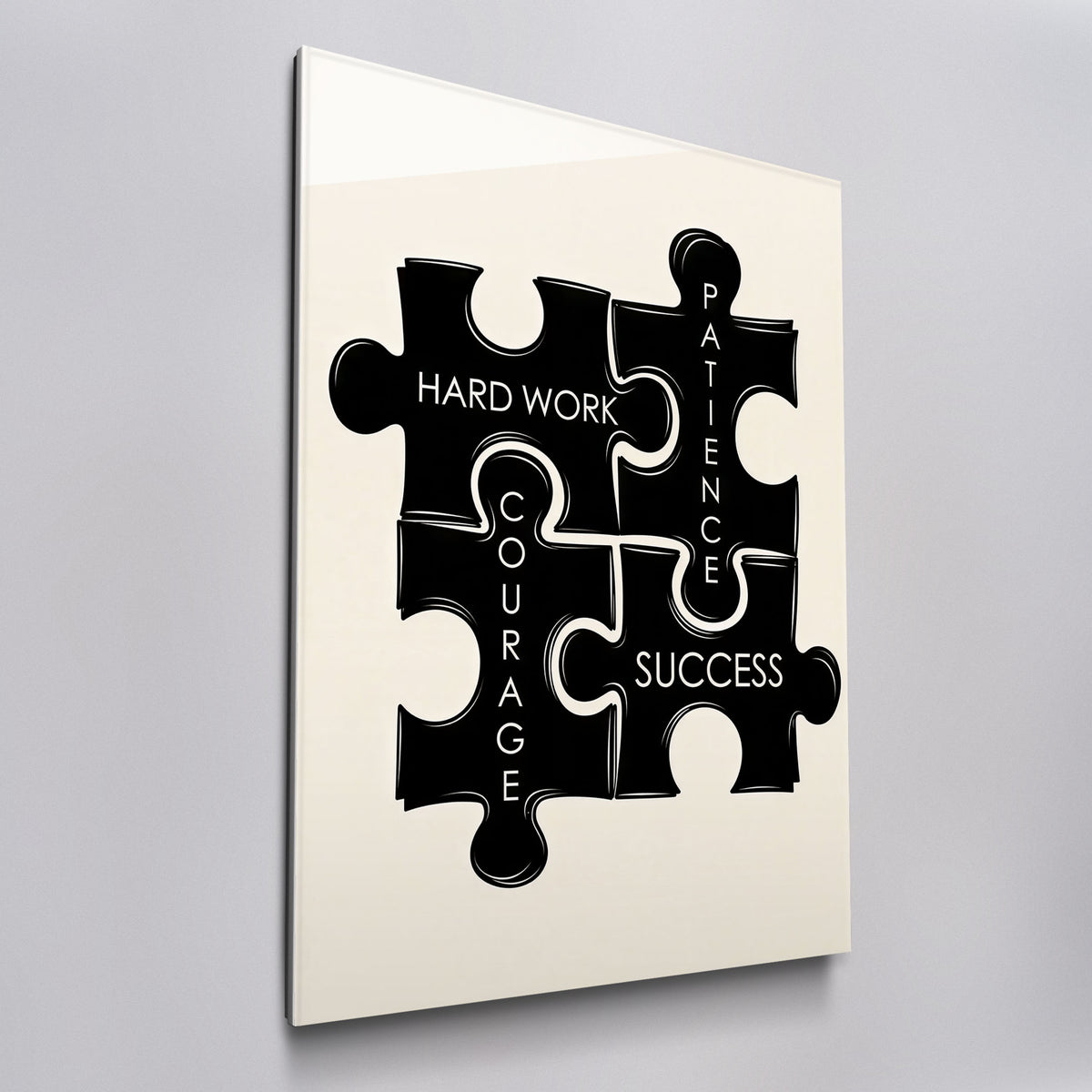 Puzzle Pieces acrylic glass wall art, angled view