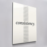 Show Up Daily acrylic glass wall art, angled view