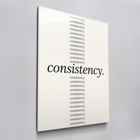 Show Up Daily acrylic glass wall art, angled view