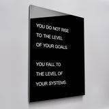 Systems > Goals acrylic glass wall art, angled view