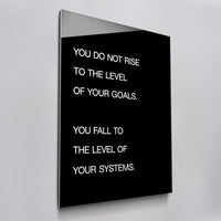 Systems > Goals acrylic glass wall art, angled view