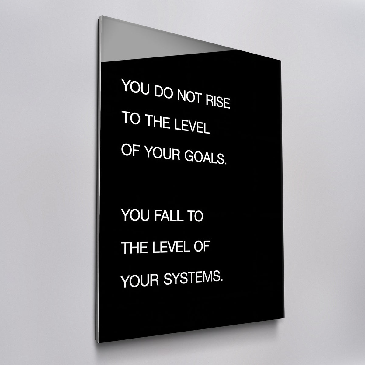 Systems > Goals acrylic glass wall art, angled view