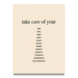 Take Care canvas wall art, front view