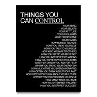 Things You Can Control (Black) canvas wall art, front view