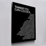 Things You Can Control (Black) canvas wall art, angled view