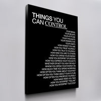 Things You Can Control (Black) canvas wall art, angled view