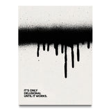 Until It Works canvas wall art with black paint drips and motivational text, front view