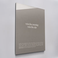 Win The Morning acrylic glass wall art, angled view