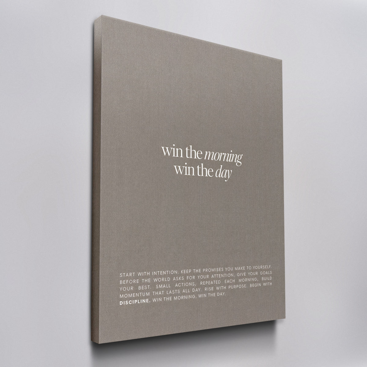 Win The Morning canvas wall art, angled view