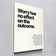 Worry Has No Effect wall art on canvas, angled view